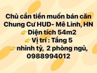 0988994012 Chủ cần tiền muốn bán căn Chung Cư HUD- Mê Linh Hà Nội chỉ nhỉnh tỷ 👉Diện tích 54m2 👉Vị trí : Tầng 5 