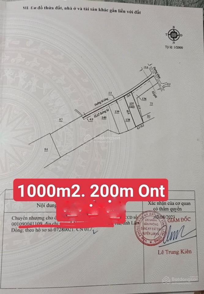 Sở hữu ngay lô đất 1000m2 sẵn thổ cư, chỉ với 10.5 tỷ