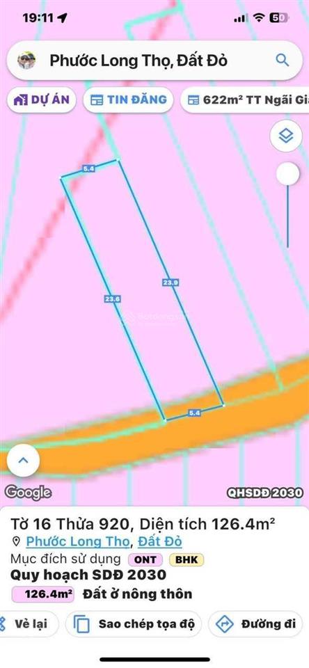 Kẹt tiền cần bán gấp lô đất thổ cư hơn 100m2 xã phước long thọ