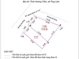 Chính chủ bán nhanh lô 115,9 hương trầm thuỵ lâm đông anh hà nội