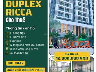 Chính chủ cho thuê căn hộ duplex ricca