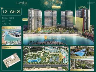 Bán căn 1pn 41,62 tầng trung view trọn cảnh quan hồ tạo sóng  lumière springbay