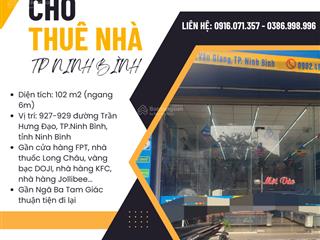 Cho thuê nhà mặt phố kinh doanh dài hạn  102m2  gần ngã ba tam giác