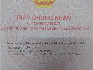 Cần bán lô đất rộng 5.0x20=100m2 giá 1,68 tỷ, địa chỉ tại 9/901 nguyễn tất thành, thị xã hương thuỷ