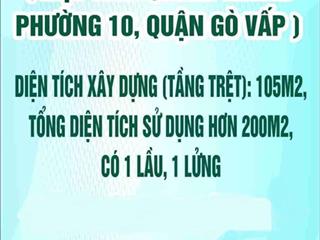 Cho thuê nhà nguyên căn ( mặt tiền quang trung phường 10, quận gò vấp )