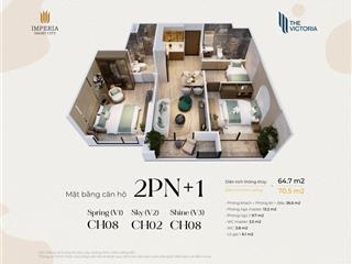 Quỹ căn 2pn + 64,7m2 độc quyền victoria tại vinhomes smart city