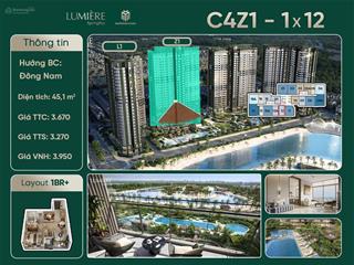 Bán căn 1pn + 45.1m2 lumiere springbay  tòa z1 tầng 11 view thẳng hồ tạo sóng.  0949 819 ***