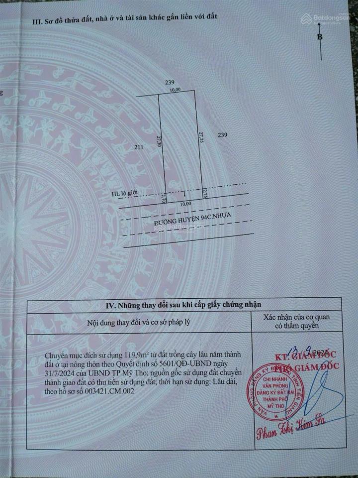 Đất bán 300m2 đất mặt tiền nhựa cầu rạch miễu 2, phường thới sơn, tỉnh đồng tháp