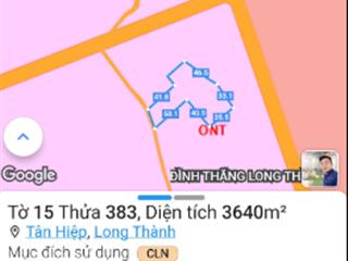 Bán 3.600 m2 đất long thành, đường bê tông, cách sân bay 3km, giá hữu nghị 1.39 triệu/m2