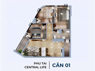 Bán quỹ căn 3pn 2wc 78m2 chung cư phú tài 2 central life giá chỉ từ 2,59 tỷ hướng biển