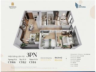 Bán căn hộ chung cư 3 pn tại the victoria, giá 750 triệu, diện tích 84m2