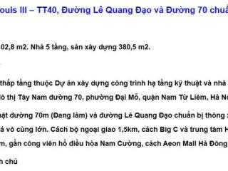 Bán căn louis iii  tt40, đường lê quang đạo và đường 70 chuẩn bị thông xe