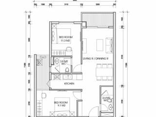 Bán căn hộ 2 ngủ hướng đông nam  the two  gamuda  hoàng mai