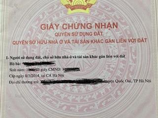 Bán đất ở đồng lư, quốc oai, hà nội. giá nhỉnh 1 tỷ. mặt tiền 9m, đã có sổ