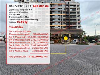 Siêu phẩm shophouseduy nhất tại chung cư akari city nam long, 15,15 tỷ, 200m2, ak9.000.04