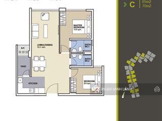 Cho thuê căn hộ celadon city  khu ruby 63m2 2pn 2wc giá 9.5tr/tháng