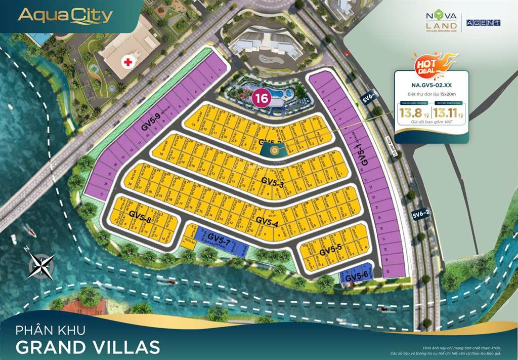 Biệt thự the grand villas aqua city giá thấp nhất 17,9 tỷ, 300m2, hđmb 15/11 khai trượng siêu thị