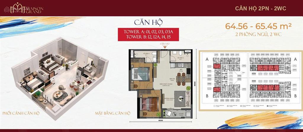 Bán căn hộ maison grand, mặt tiền ql 51, dt 65m2, 2pn chỉ 33tr/m2 tặng full nt gỗ. tt 50% nhận nhà