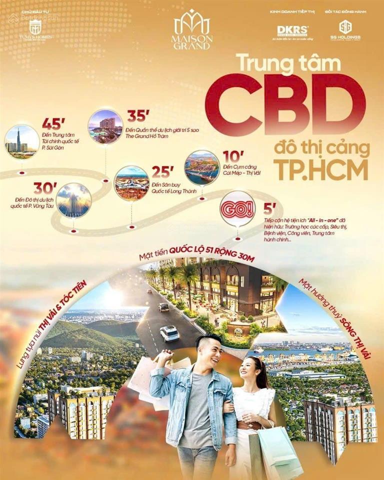 Căn hộ maison grand ngay trung tâm phú mỹ, cảng cái mép thị vải gần sân bay long thành mở bán đợt 1