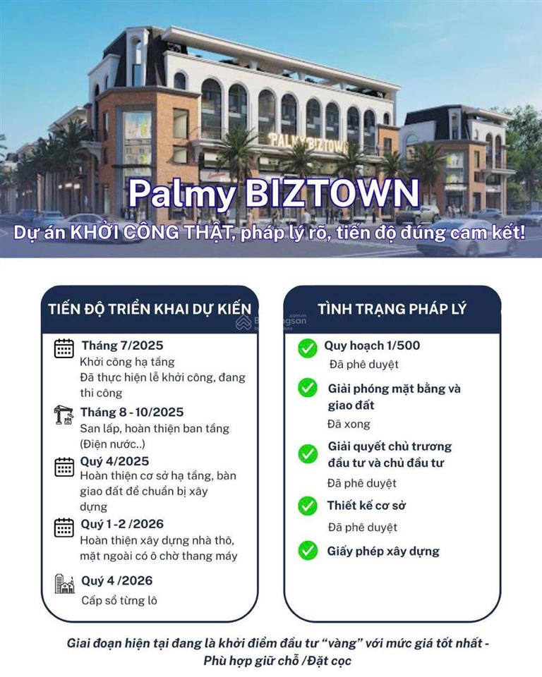 Bán shophouse tại palmy biztown, 100 triệu/m2, 85 m2, 5 tầng, hướng nam