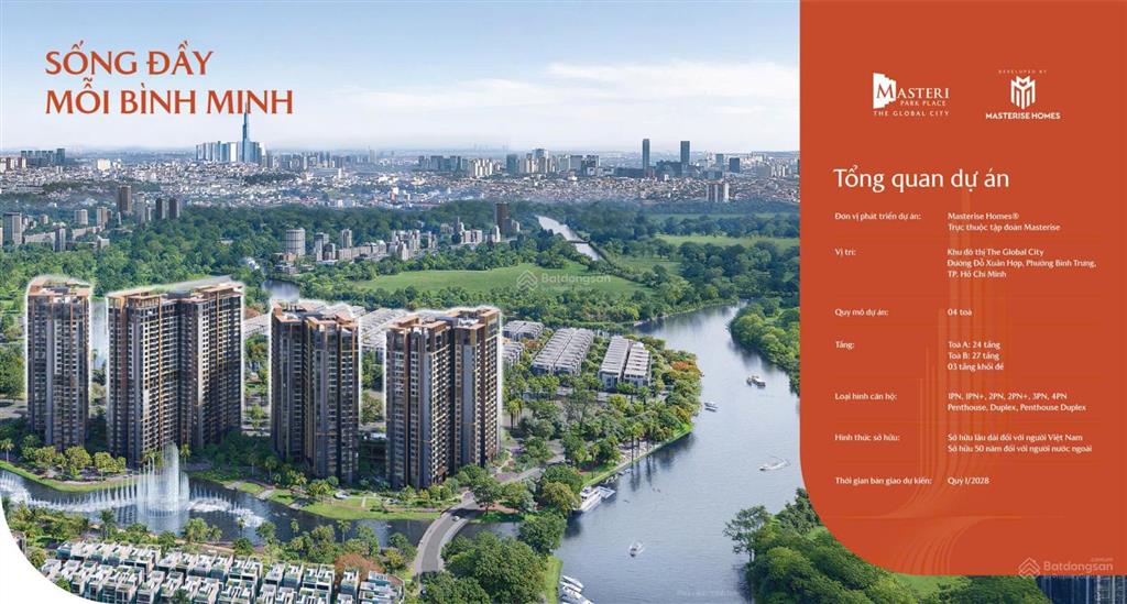 Căn hộ hạng sang masteri park place thuộc kđt the global city, chiết khấu 14%