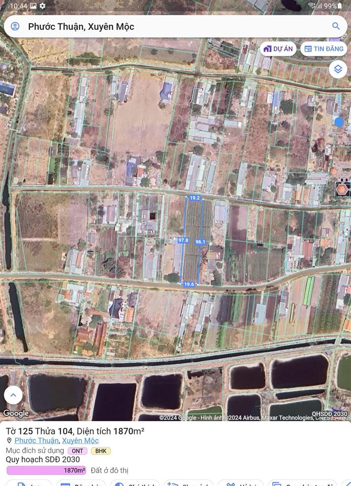 Cần bán lô đất 1900m2, 2 mặt tiền đường trước sau, đường oda hồ tràm, xuyên mộc( nay là tp.hcm)