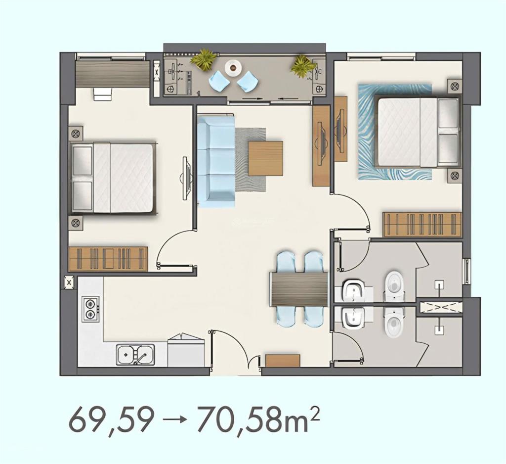 Cho thuê căn hộ cao cấp gần phú mỹ hưng, 2 phòng ngủ 2wc 70m2 có thiết kế đẹp, đầy đủ nội thất