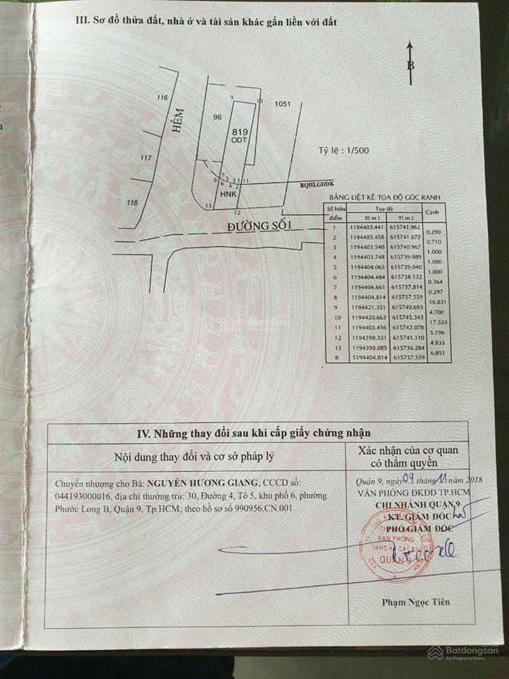 Mặt tiền đường số 1, phường long trường, quận 9, giá cực tốt  xem đất trực tiếp 0903 355 ***