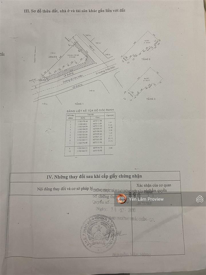 Bán nhà thảo điền, góc 2 mặt tiền lê văn miến, 3 tầng, 186.5m2, 89 tỷ