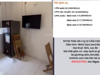 Ntcb giá 5tr5 căn hộ thái an 3,4 q.12 (1pn) cần cho thuê