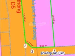 Bán đất biệt thự góc 2 mt đường 7m, nguyễn ái quốc, dt 20 x 10m = 205m giá 6,3ty tân hiệp, biên hòa