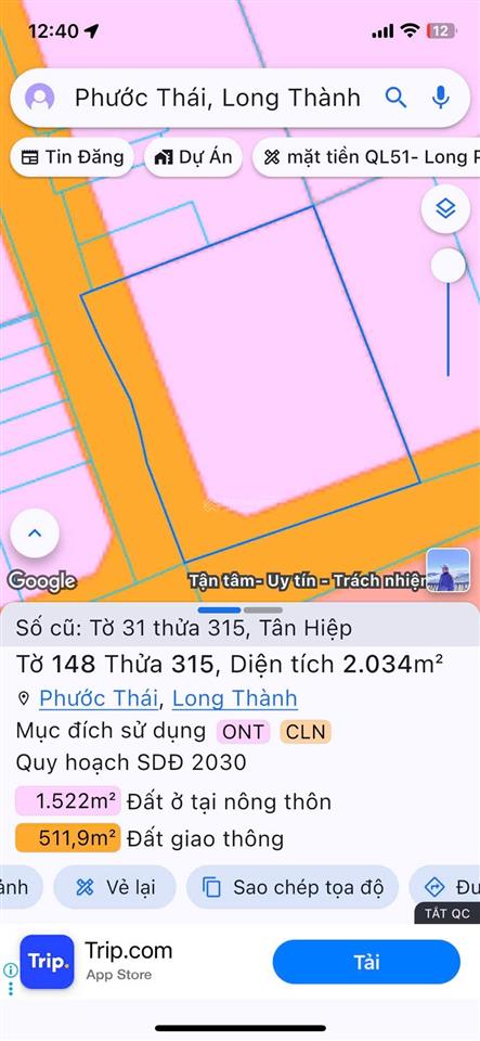 Bán đất đẹp tại xã tân hiệp, long thành, đồng nai, 8 triệu/m2, 2034 m2