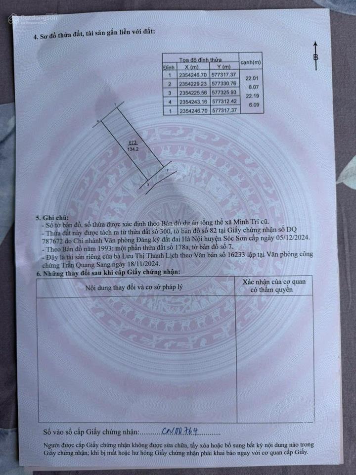 Chính chủ e bán mảnh 134m đất, sẵn sổ đỏ, ngõ ô tô vào dc lập trí minh trí sóc sơn hà nội