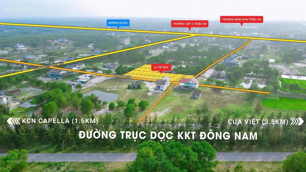 Chính chủ bán lô đất nền ven biển triệu phong , 160m2 mặt tiền 5.2m sẵn sổ đỏ chỉ 6tr/m2
