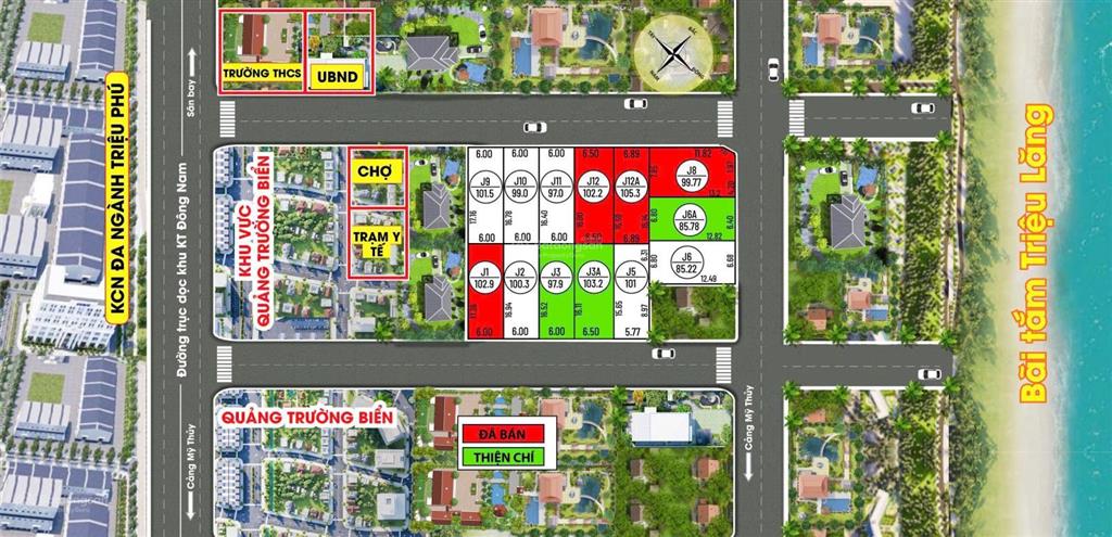 Chính chủ bán mảnh đất ven biển triệu phong , 100m2 vuông vức mt 5m giá 800 triệu