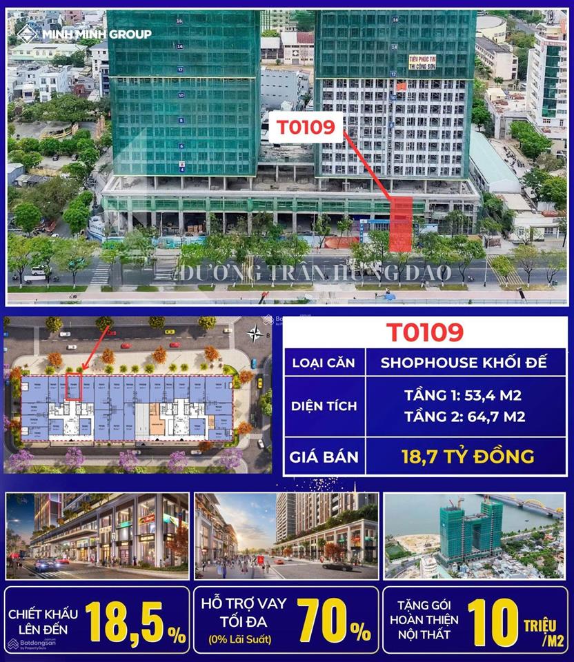 Cho thuê shophouse khối đế gần góc t0117 tại sun ponte residence đà nẵng, diện tích 164m2