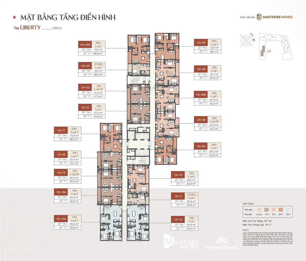 Cực rẻ!!! chính chủ bán gấp căn 1 ngủ + 53.1 m2 masteri lakeside ocp chỉ 3,6 tỷ tầng trung