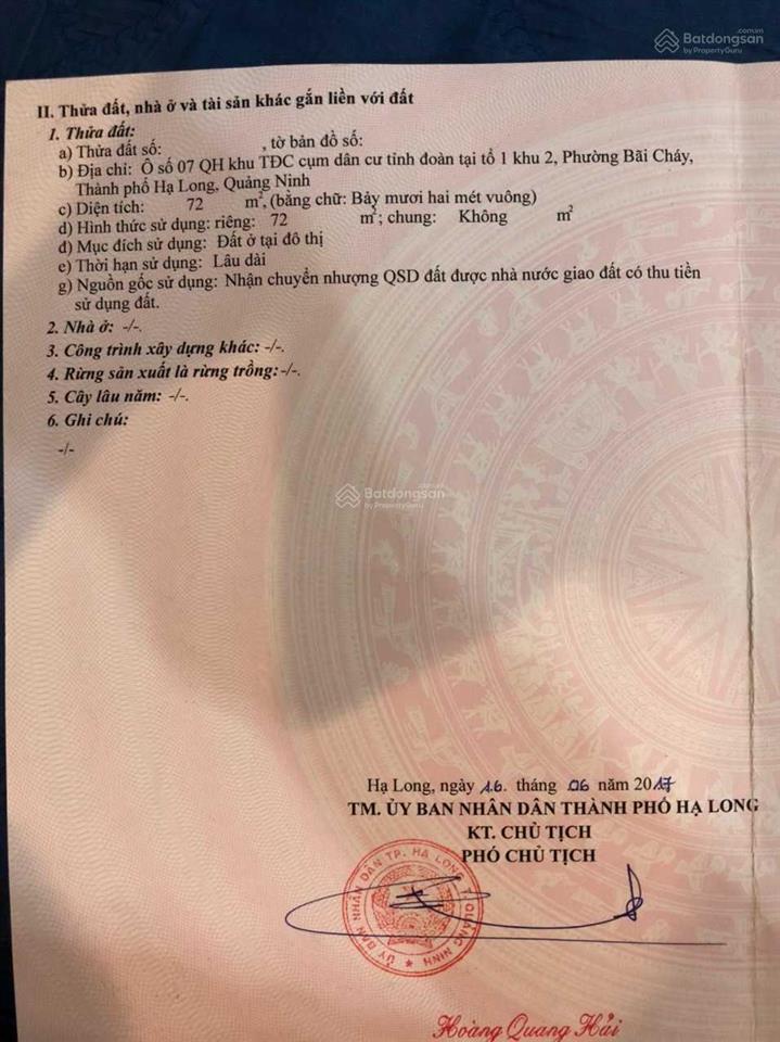 Chính chủ cần bán lô đất khách sạn xây dựng 12 tầng trung tâm bãi cháy 0931 520 ***