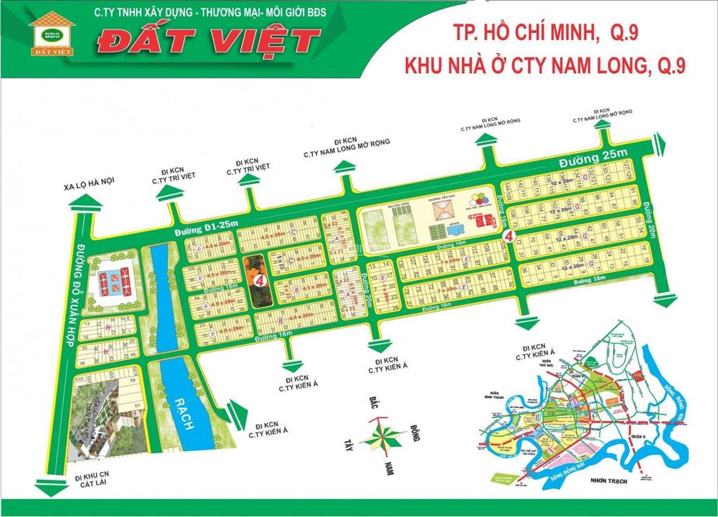 Bán đất khu dân cư nam long quận 9 sổ hồng, dt 4,5x20m, 7x20m, 12x20m, vị trí đẹp