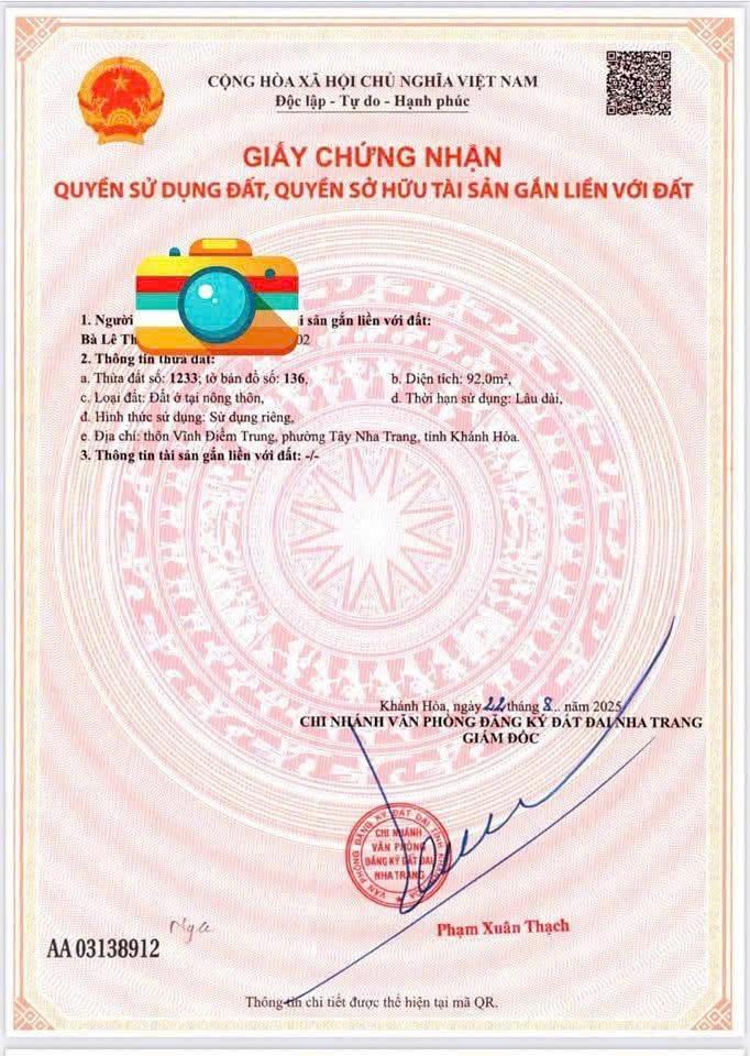 Bán lô góc hai mặt tiền gần đường 2310 tây nha trang