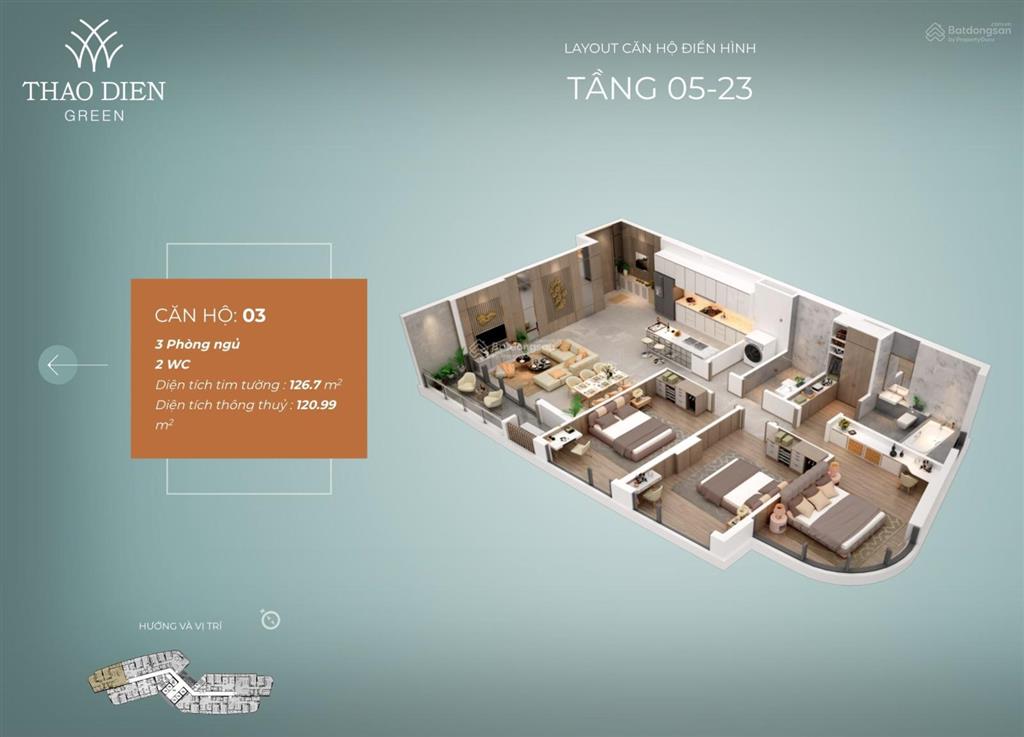 Giá tốt! thao dien green  căn góc 03 phòng ngủ dt 127m2, view sông. giá 20 tỷ  0931 356 ***