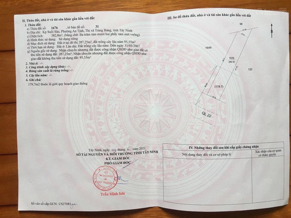 Bán đất tặng nhà mặt tiền quốc lộ 22, phường an tịnh, tây ninh, gần kcn trảng bàng, tây ninh