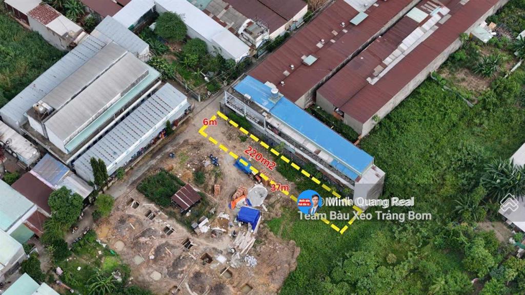 Bán lô thổ cư, 220m2, ngang 6x36m rẻ nhất khu vực chợ salim, kcn bàu xéo, chỉ hơn 7 triệu/m²