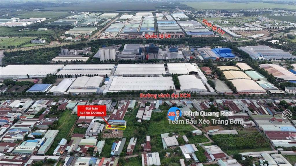 Bán lô thổ cư, 220m2, ngang 6x36m rẻ nhất khu vực chợ salim, kcn bàu xéo, chỉ hơn 7 triệu/m²