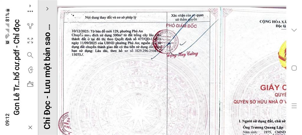 Bán đất 932.6m2 thổ cư 500m2 tại lê chí dân, phường hiệp an, thủ dầu một, bình dương. giá 22tỷ tl