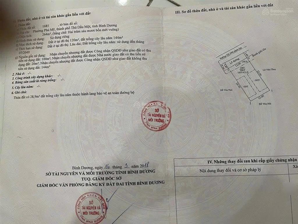 Mặt tiền đường dx 048  phú mỹ  diện tích 12x22m  cách đường huỳnh văn luỹ 50m