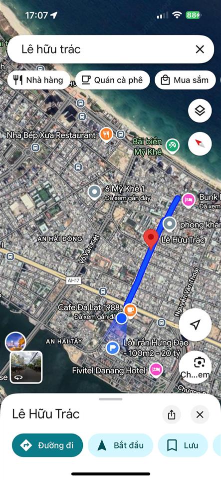 Bán lô đất lớn mặt tiền đường lê hữu trác, sơn trà, gần biển mỹ khê, trục sầm uất