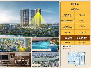 Căn góc 3pn tầng 33 view sông masteri rivera đà nẵng giá cdt  tt 2.4 tỷ(30%) miễn lãi vay t12/2027