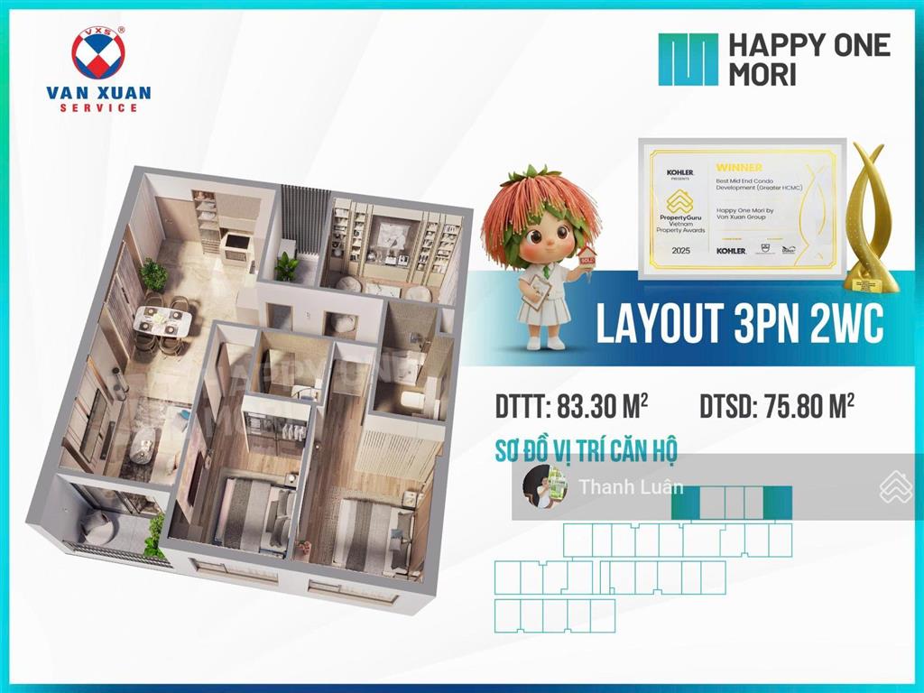 (ngoại giao) căn 1pn + hướng đông nam tầng 10 giá gốc cđt ưu đãi chiết khấu cao happy one mori