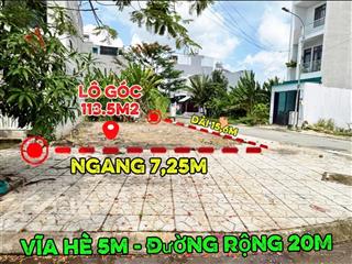 Lô góc 2 mặt tiền đường 20m đảo thịnh vượng gần sông tắc ngang 7,25m siêu đẹp